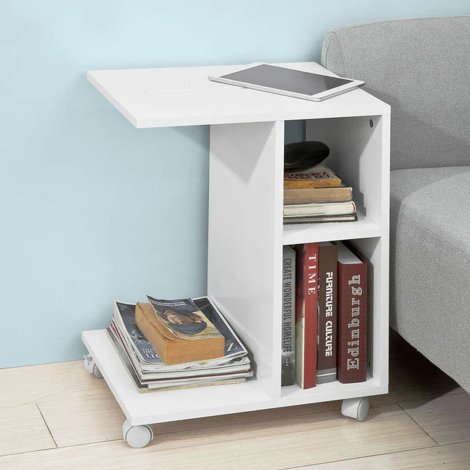 Sengebord / sidebord med flere pladser, hvid