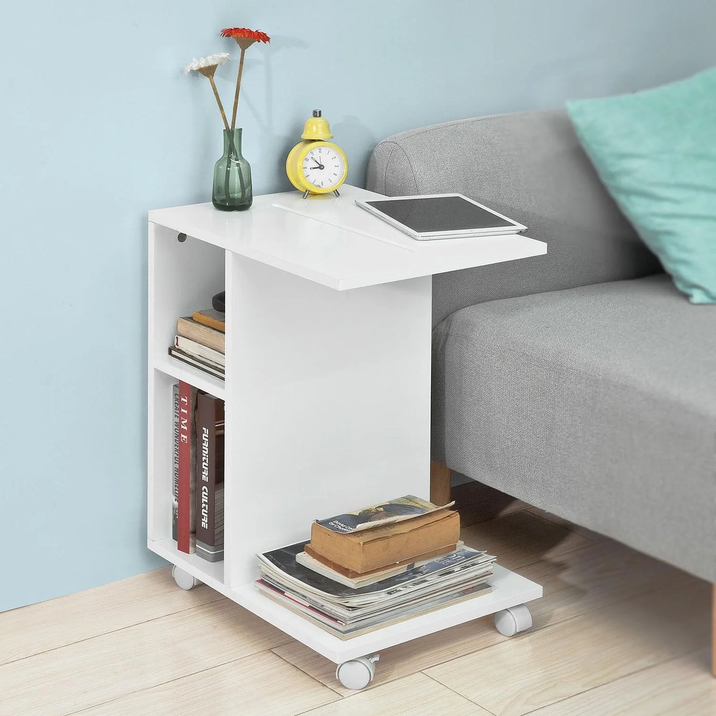 Sengebord / sidebord med flere pladser, hvid