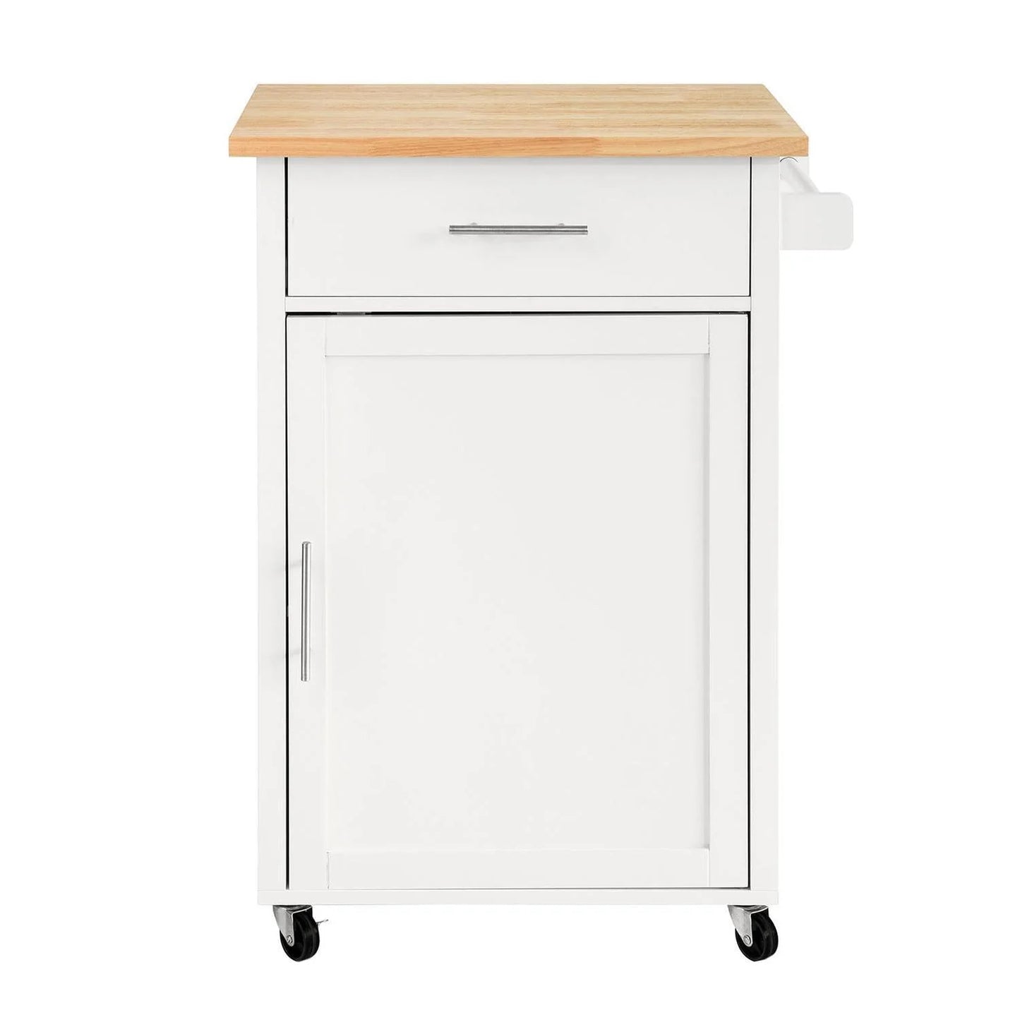 Fritstående køkkenø med hjul og bordplade, hvid