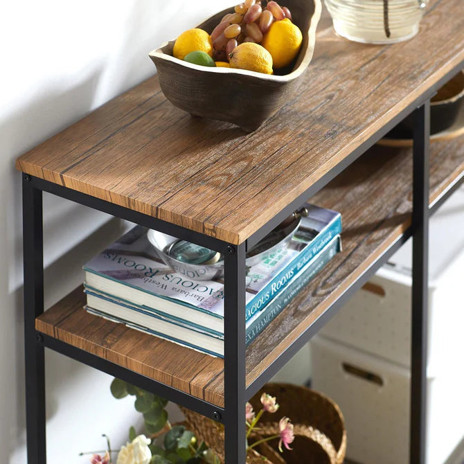 Konsolbord med 2 hylder, brun / sort