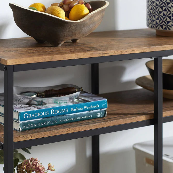 Konsolbord med 2 hylder, brun / sort