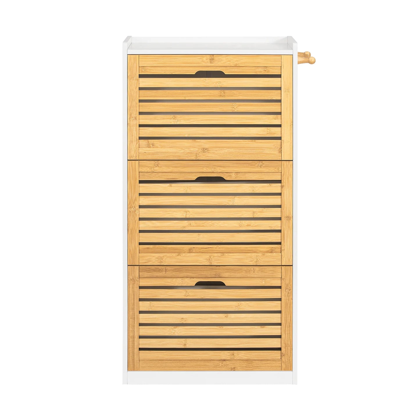 Elegant skoskab med vippeskuffer, hvid / naturfarvet