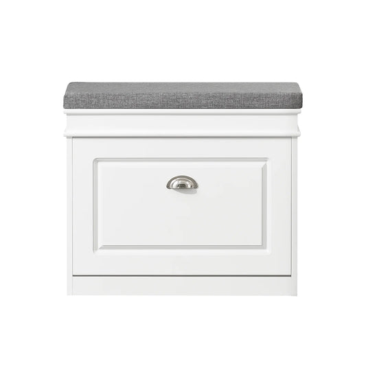 Smal skobænk med 1 stor vippeskuffe (60 cm bred), hvid