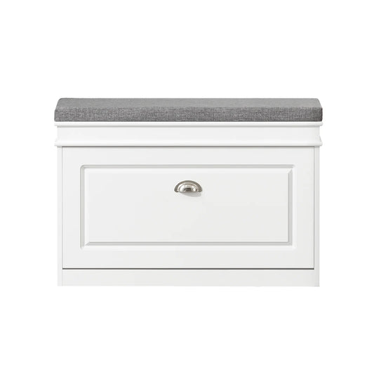 Smal skobænk med 1 stor vippeskuffe (75 cm bred), hvid