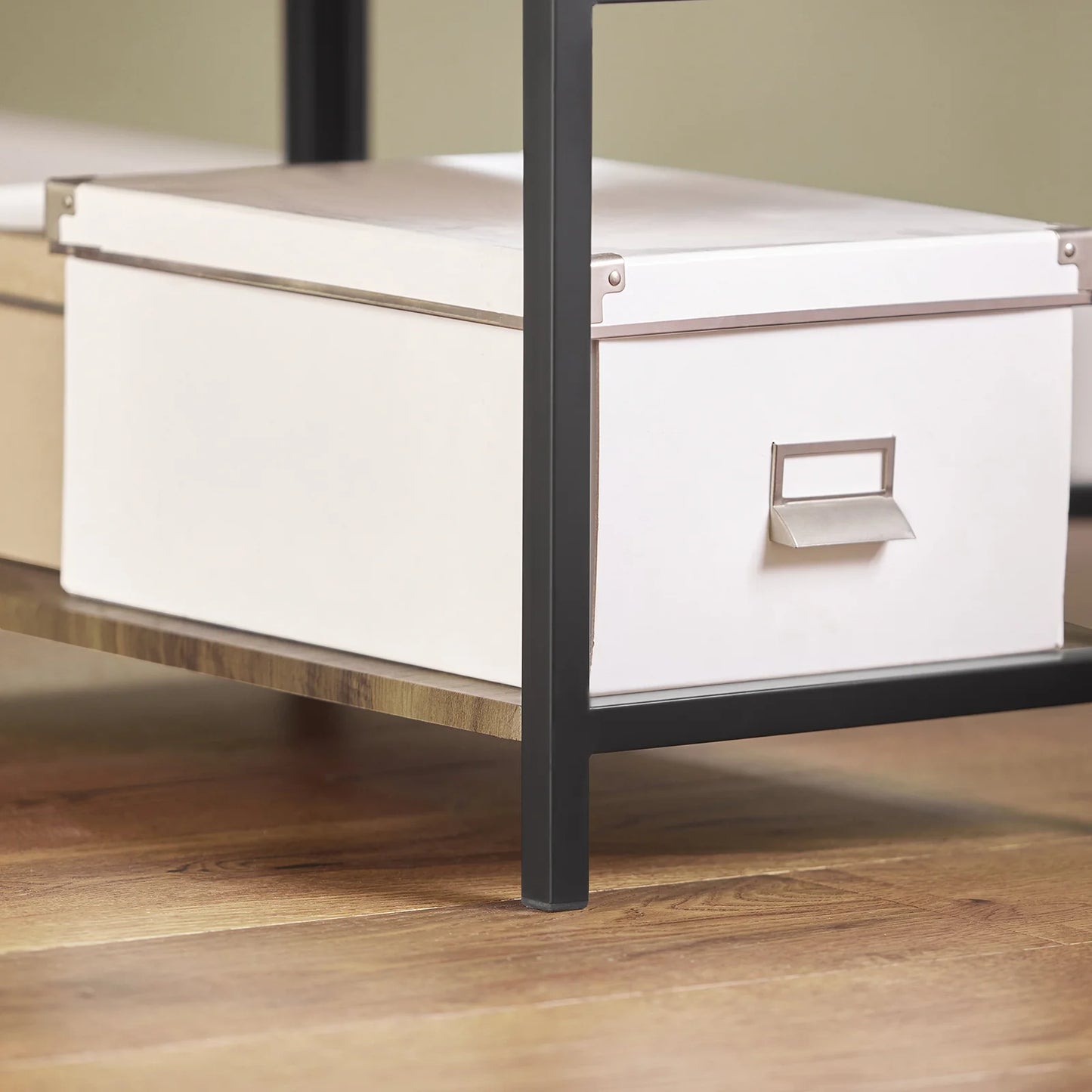 Pladsbesparende klapbord med 3 bordplader, sort / brun