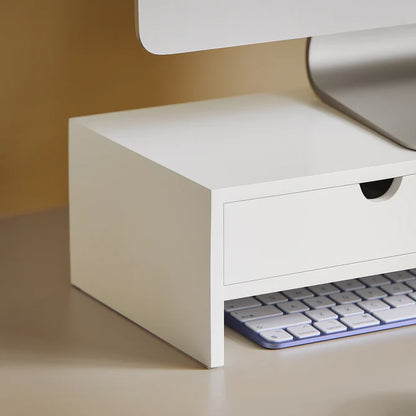 Skærmstativ med 2 skuffer og plads til tastatur og mus, hvid