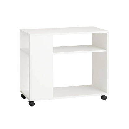 Sidebord med hjul, hvid