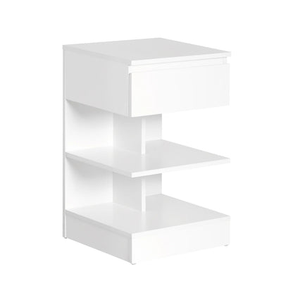 Sidebord med 1 skuffe og 2 hylder, hvid