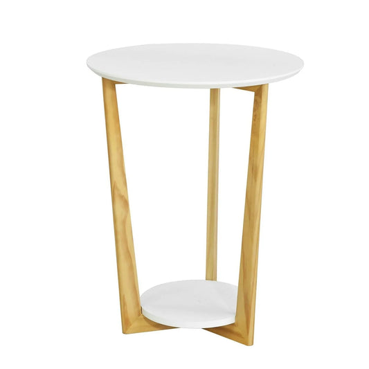 Rundt sidebord / hjørnebord, hvid