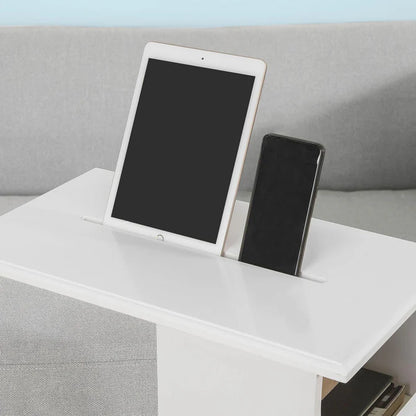 Praktisk sidebord med hjul og ipad holder, hvid