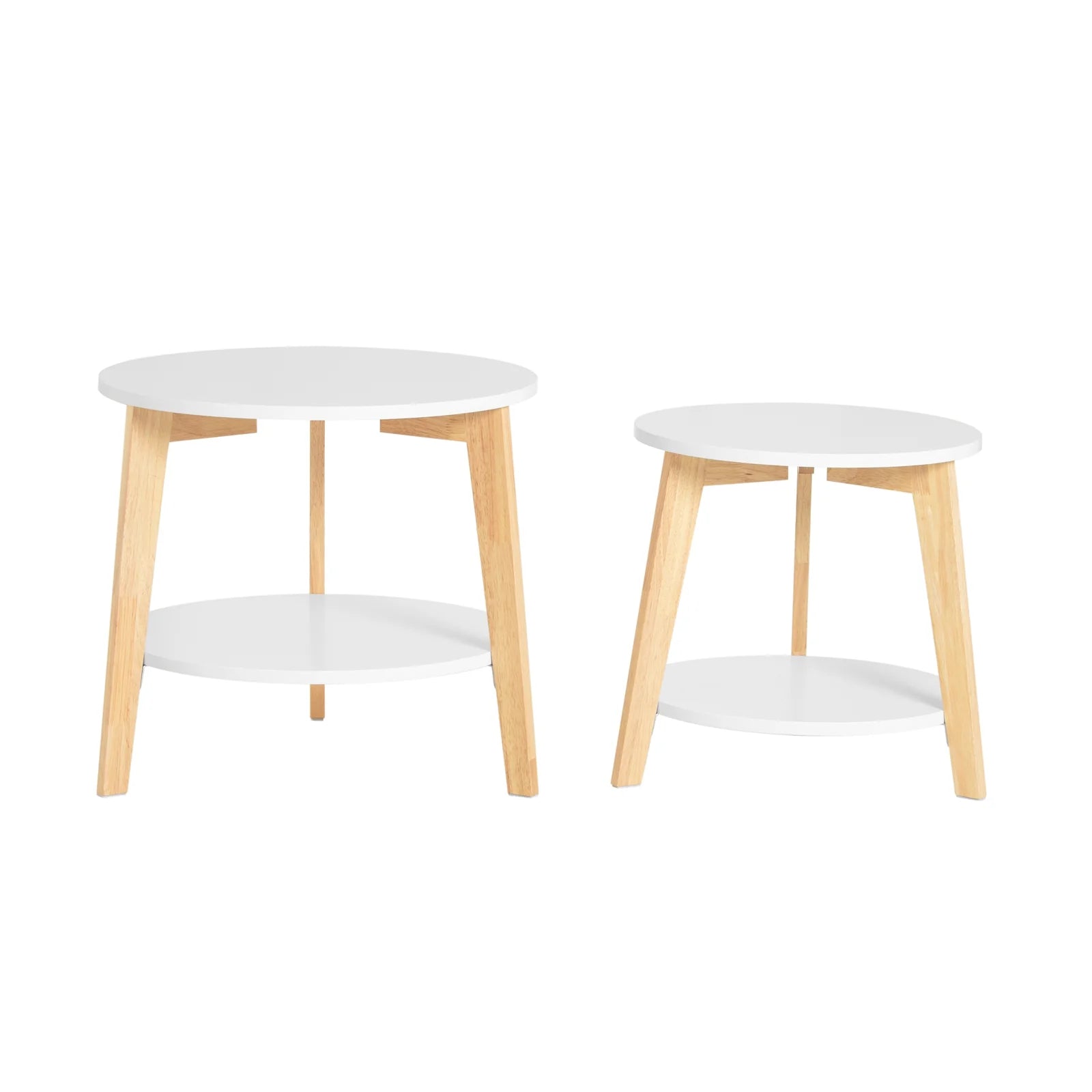 saet-med-2-lave-opholdsborde-i-massivt-hevea-trae-og-mdf-med-4-hvide-hylder-fbt75-w