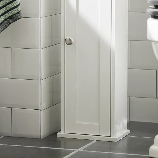 Smalt badeværelsesskab til toiletpapir, hvid