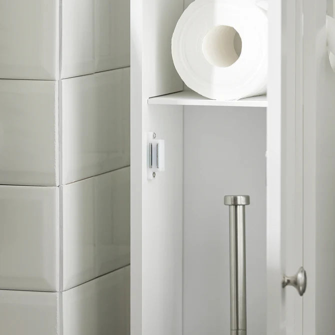 Smalt badeværelsesskab til toiletpapir, hvid