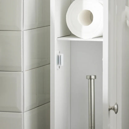 Smalt badeværelsesskab til toiletpapir, hvid