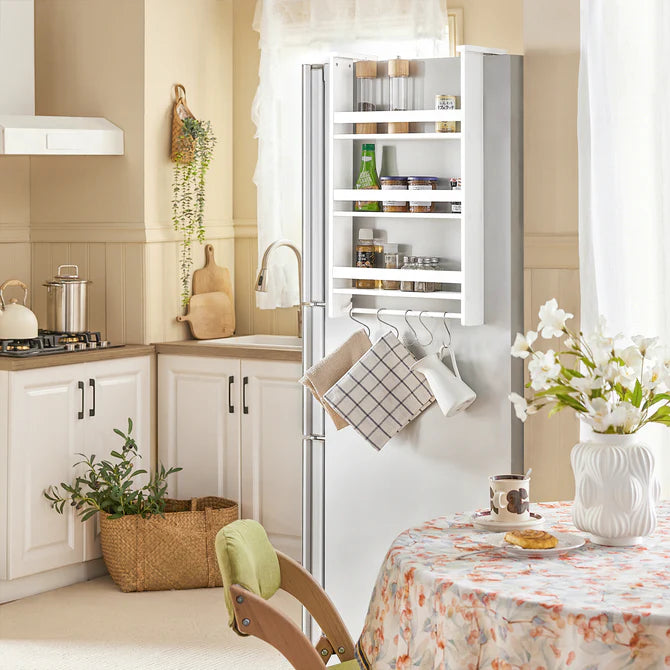 Pladsbesparende køkkenopbevaringsstativ til ophængning (3 hylder), hvid