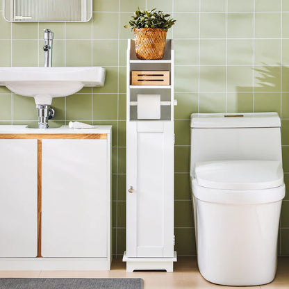 Fritstående badeværelsesskab med toiletruller, hvid
