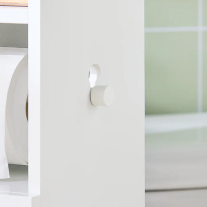 Fritstående badeværelsesskab med toiletruller, hvid