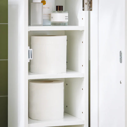 Fritstående badeværelsesskab med toiletruller, hvid