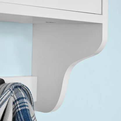 Knagerække med 5 kroge og 2 små skuffer, hvid