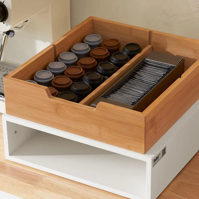 Æske til opbevaring af kaffekapsler eller teposer, hvid