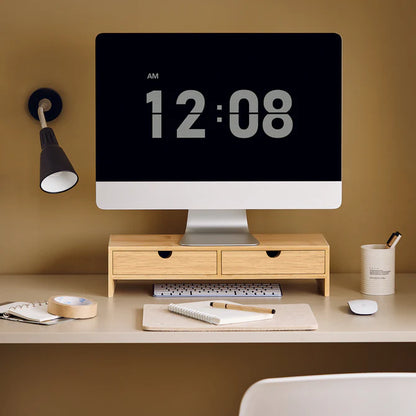 Skærmstativ med små 2 skuffer, bambustræ