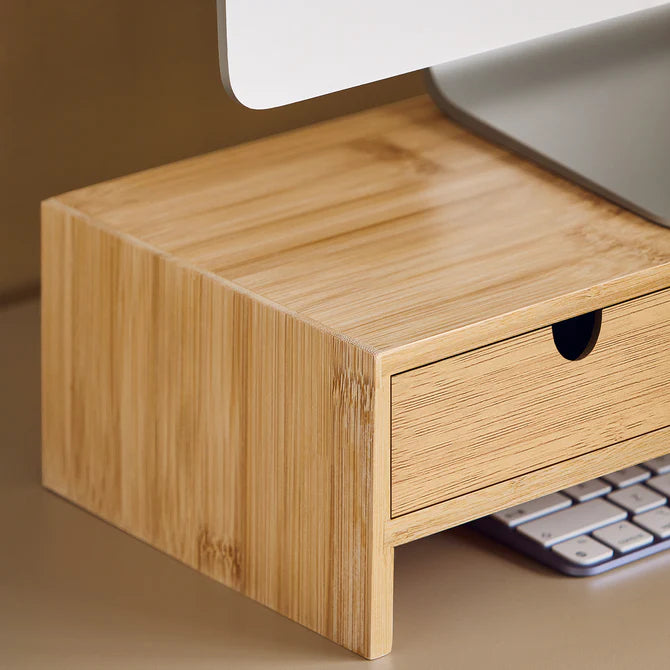 Skærmstativ med små 2 skuffer, bambustræ