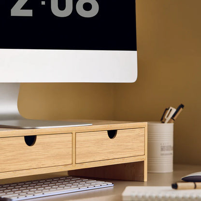 Skærmstativ med små 2 skuffer, bambustræ