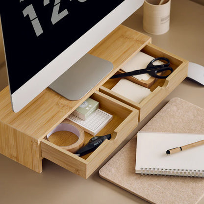 Skærmstativ med små 2 skuffer, bambustræ