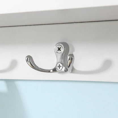 Knagerække med 4 opbevaringsrum og 5 kroge, hvid