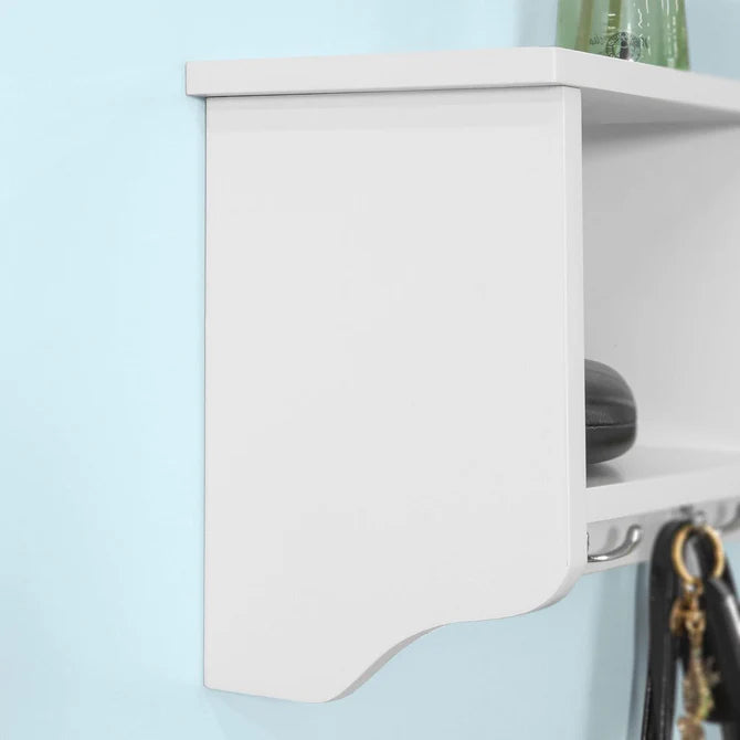 Knagerække med 4 opbevaringsrum og 5 kroge, hvid