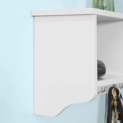 Knagerække med 4 opbevaringsrum og 5 kroge, hvid