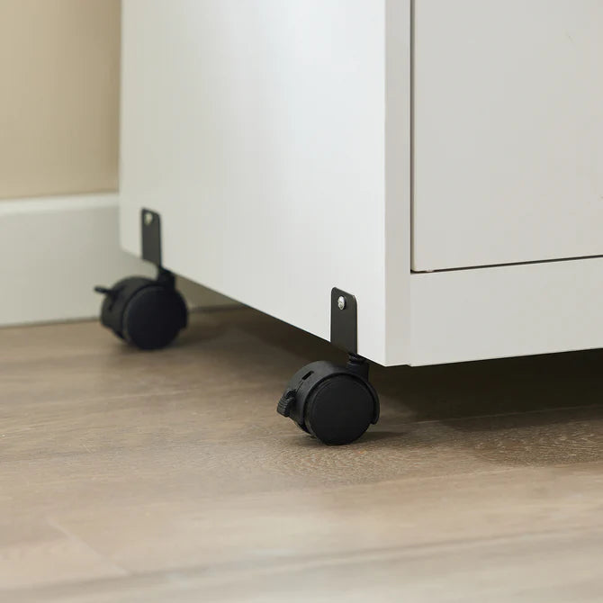 Køkkenreol på hjul med plads til mikroovn, hvid