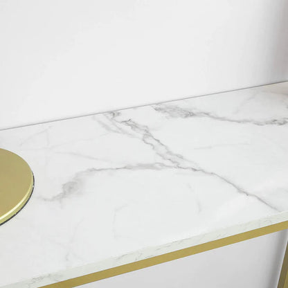 Konsolbord med bordplade i marmor-look, guldfarvet