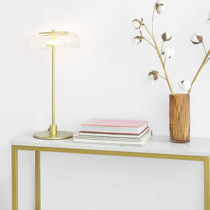 Konsolbord med bordplade i marmor-look, guldfarvet