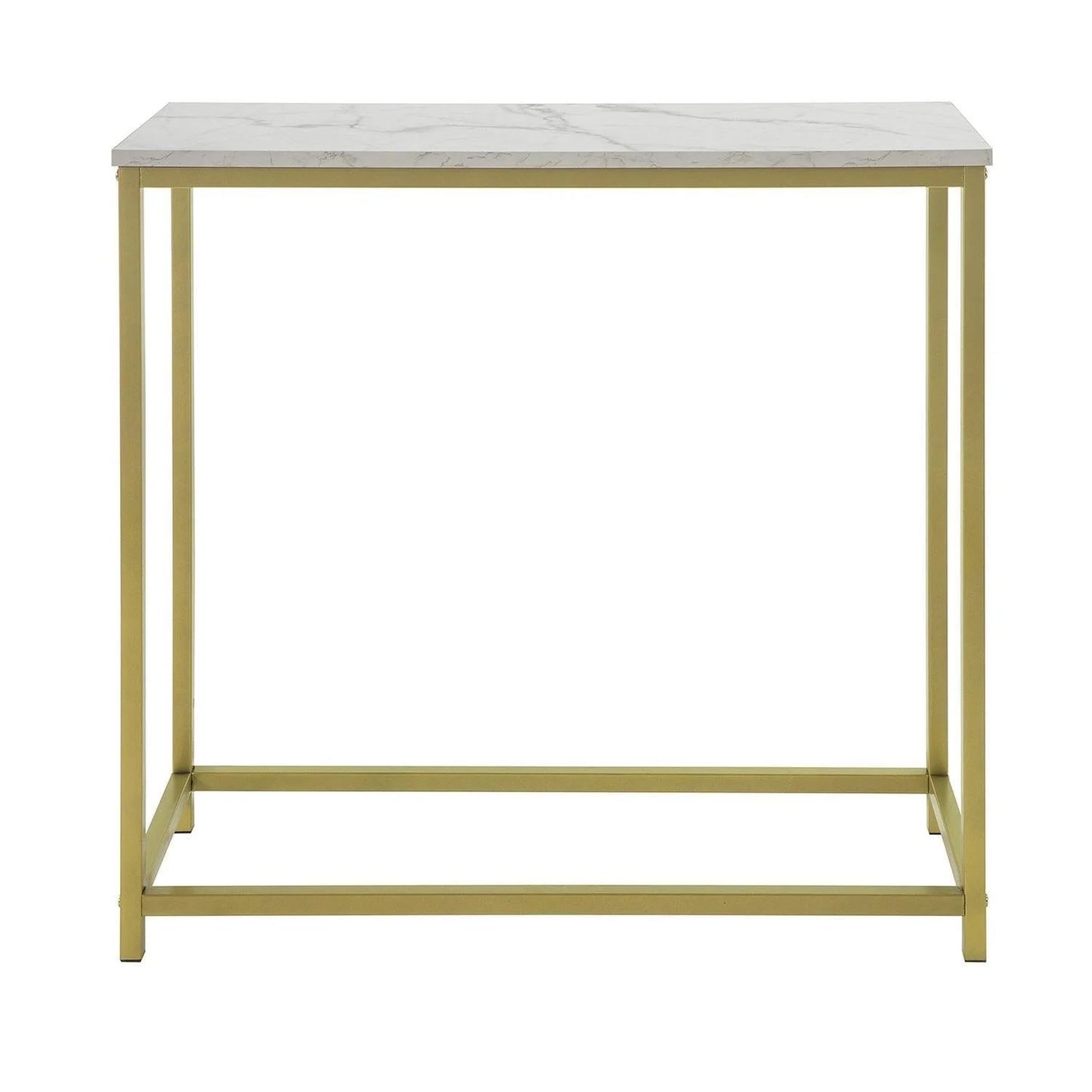 Konsolbord med bordplade i marmor-look, guldfarvet