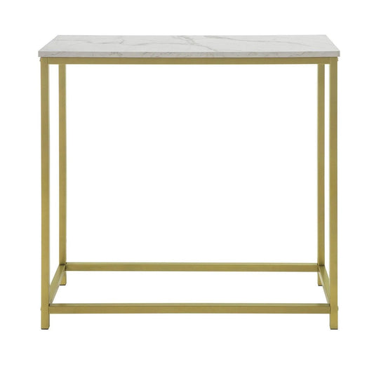Konsolbord med bordplade i marmor-look, guldfarvet
