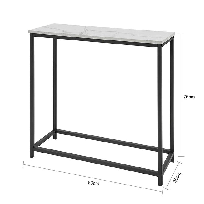 Konsolbord med bordplade i marmor-look, sort