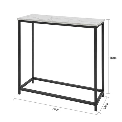 Konsolbord med bordplade i marmor-look, sort