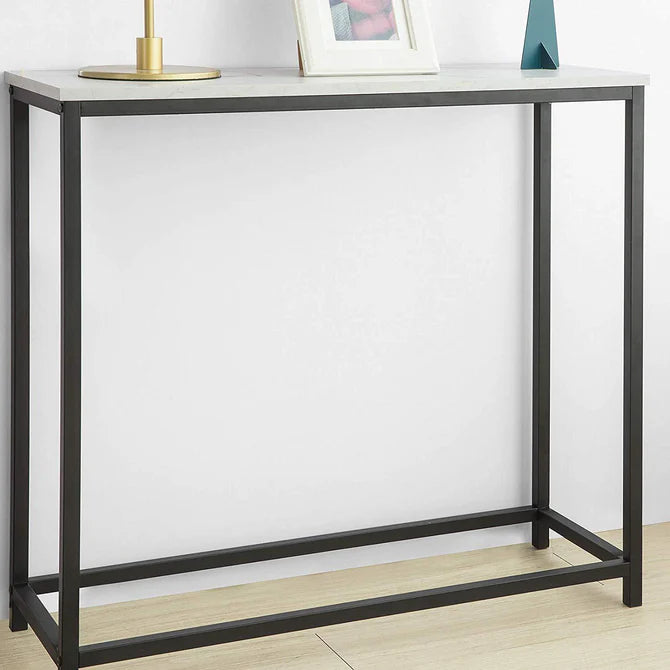Konsolbord med bordplade i marmor-look, sort