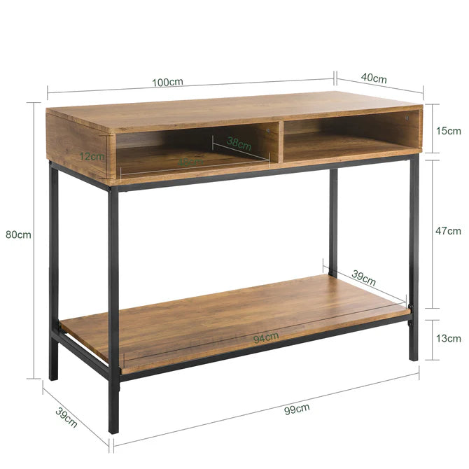 Konsolbord / entrébord, naturfarvet / sort