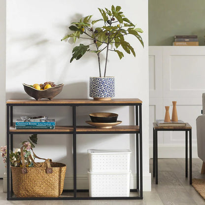 Konsolbord med 2 hylder, brun / sort