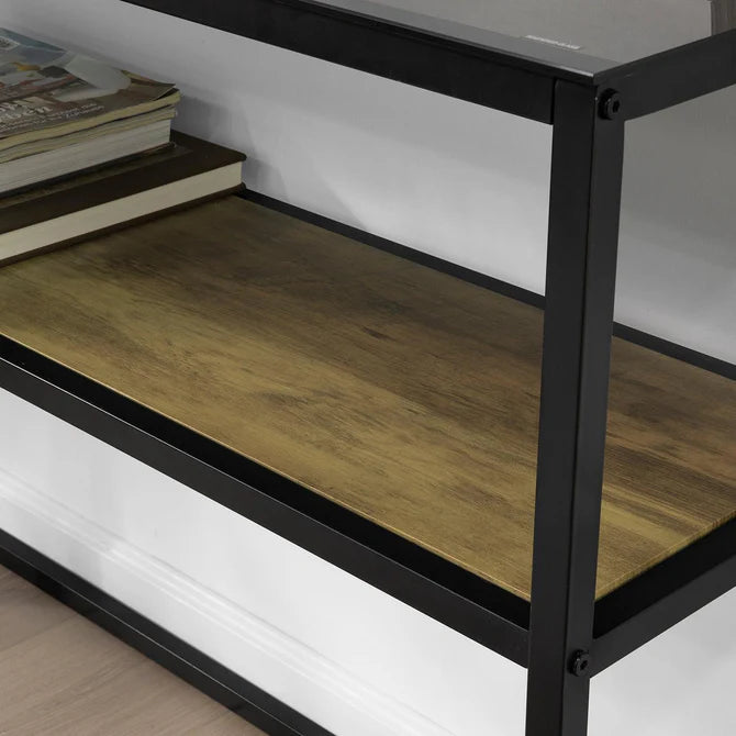 Konsolbord med 1 brunhylde, sort