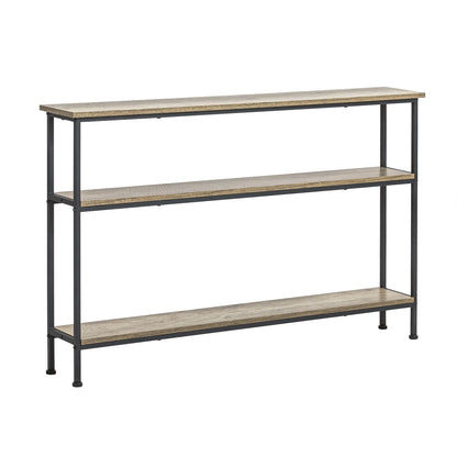 Smalt konsolbord med 3 hylder, sort / brun