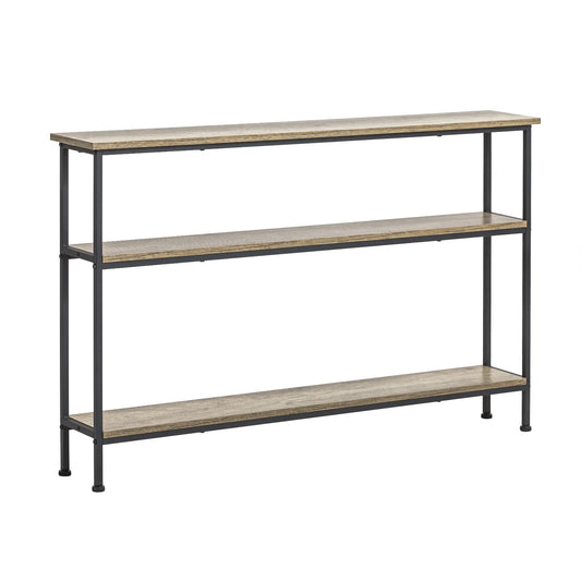 Smalt konsolbord med 3 hylder, sort / brun