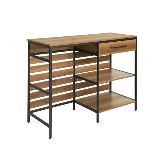 Køkkenbord med 1 skuffe og 2 hylder, brun / sort
