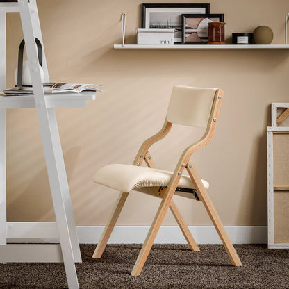Klapstol med hynde in birkstræ og stof, beige