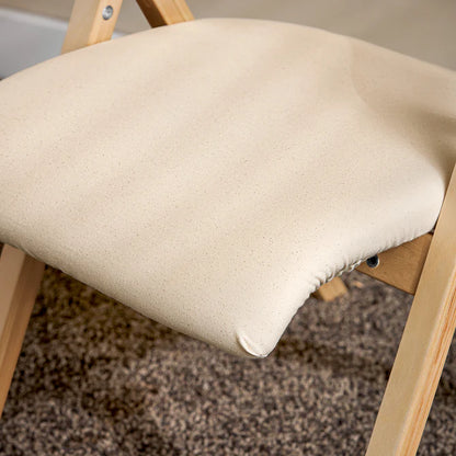 Klapstol med hynde in birkstræ og stof, beige
