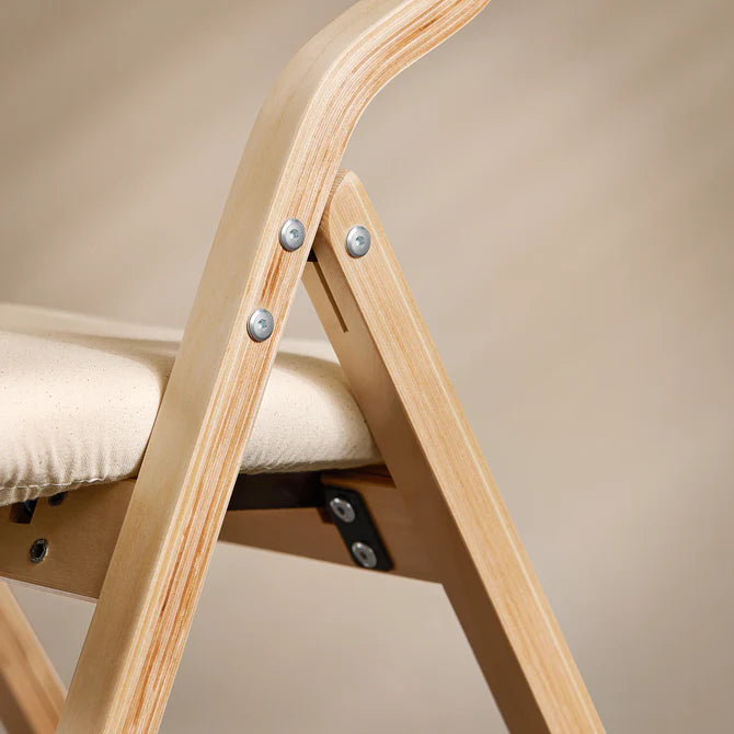 Klapstol med hynde in birkstræ og stof, beige