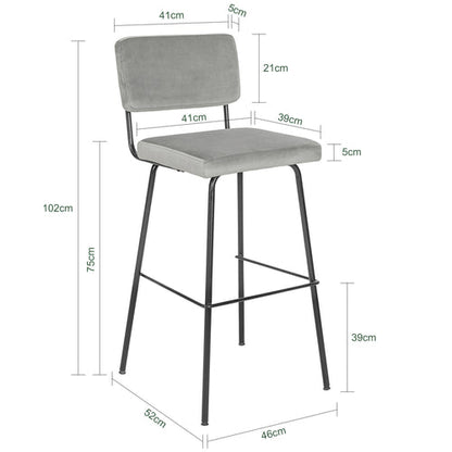 Sæt med 2 stk. barstole i elegant design, grå