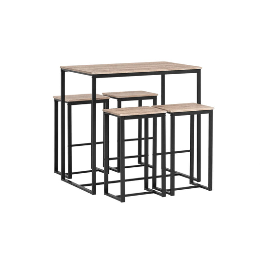 Moderne køkkenbord med sort stel og 4 stole, træfarvet
